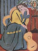 Henri Matisse Woman in Yellow and blue with Guitar (mk35) oil on canvas